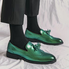 Purple Dress Shoes Man Brogue Shoes Big Size 38-48 Comfortable Slip-On Flat Social Shoe Male Fashion Tassels Mens Leather Shoes