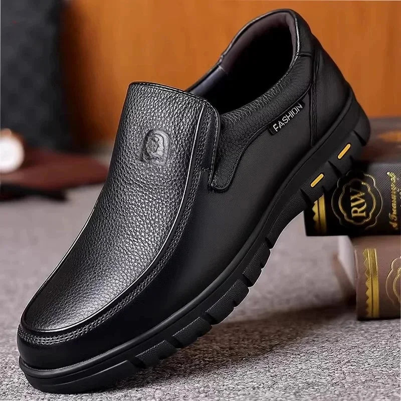 Genuine Leather Men's Shoes Slip-On Driving Shoes Casual Breathable Soft Bottom Anti-Slip Spring Autumn Seasonal Business Formal