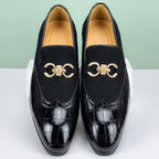Men's Formal Leather Shoes British Style Oxford Loafers Pointed Toe Breathable Non-Slip Business Dress Wedding Office Green Shoe