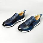 Luxury Business Casual Genuine Natural Cowhide Leather Men's Oxford Sneakers Spring Autumn Crocodile Pattern Anti-slip Footwear