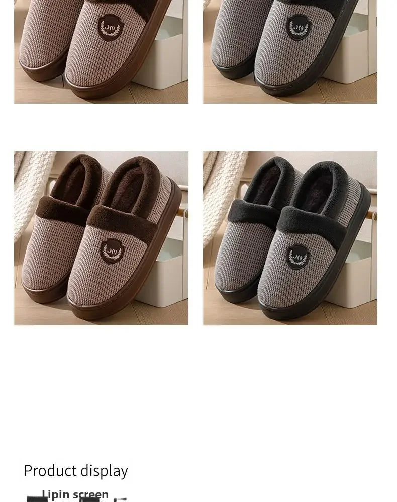 2023 New Winter Fleece-lined Cotton Slippers For Men Women Home Use Non-slip Thick Bottom Indoor Outdoor Wear Couples Warm