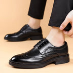 Men's Business Formal Hollow out Brogue Shoes Wedding Casual British Style Leather Shoes Rubber Sole Adult Daily Wear