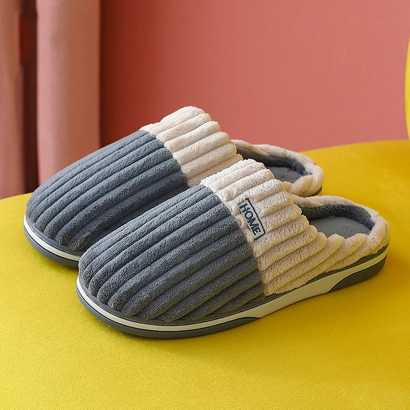 Winter Warm Fur Slippers for Men Women Couples House Non Slip Soft Shoes Comfort Flat Heel Home Indoor Bedroom Plush Slippers