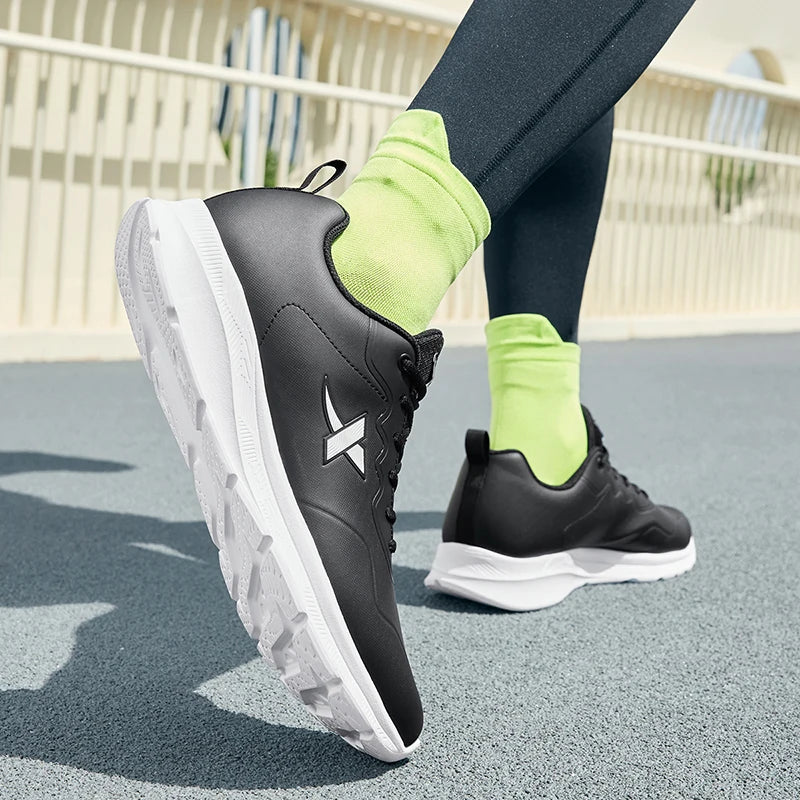 Xtep Running Shoes For Men 2024 Winter Leather Waterproof Sports Shoes Cushioning Wear-Resistant Jogging Sneakers 876419110051