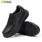 Fitville Men'S Shoes Wide Width Leather Slip-On Casual Shoes Lightweight For Swollen Feet With Arch Support Pain Relief