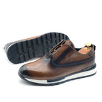 European Luxury Men Sneakers Genuine Cow Leather Monk Strap Basic Double Buckles Wingtip Brogue Casual Office Party Mens Shoes