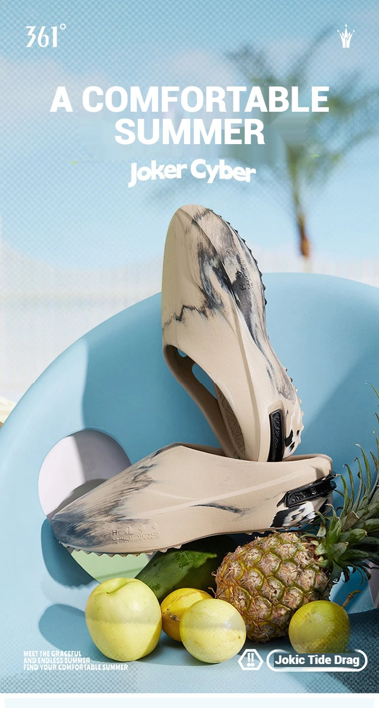 361 Degrees Joker Cyber Men Slippers Outdoors Breathable Soft Anti-slip Antiskid Beach Sandals Flexible Male Shoes 672521104