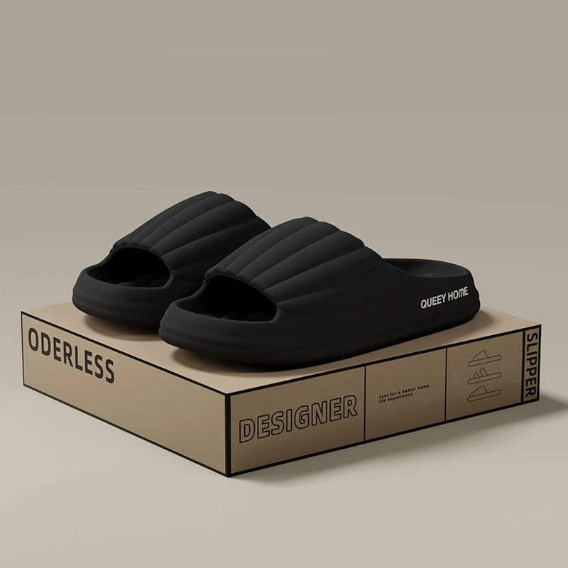 Stylish Men's Slippers Thick Sole Pressure Distribution Soft Bouncy Comfort Beach Sandals Anti Slip Lightweight Shoes Men Women