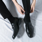 Men's Formal Leather Shoes Classic Style Slip On Loafers Round Toe Breathable Non-Slip Business Dress Wedding Office Casual Shos