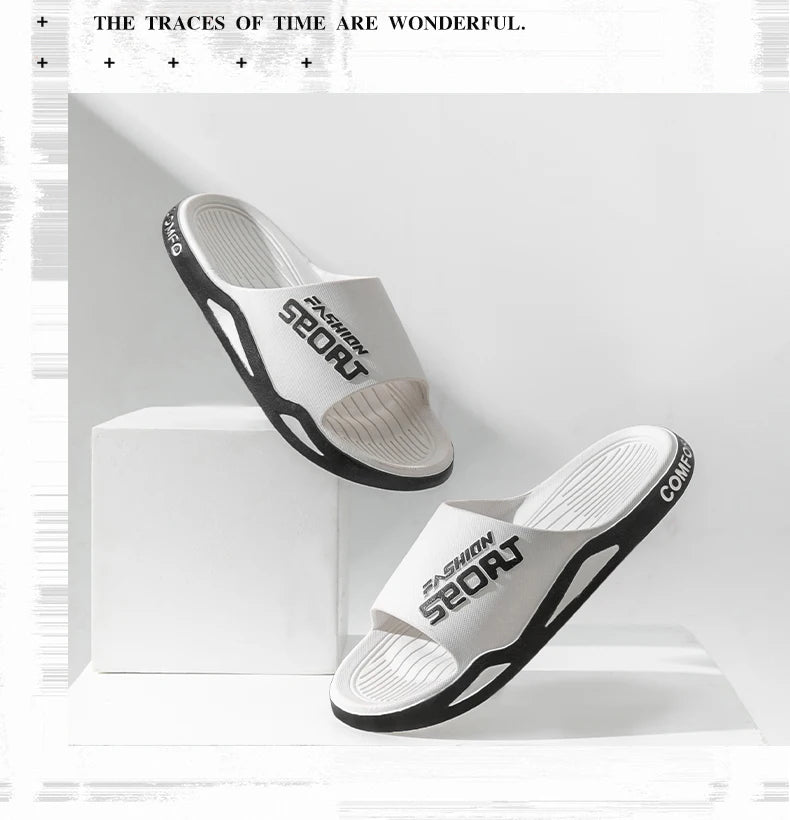 2025 new men's slippers summer PVC men's soft slippers outdoor sports thick anti slip cool slippers beach bathroom home sandals