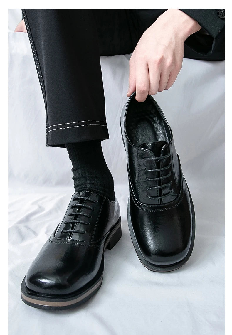 New Spring Autumn Fashion Men Shoes Men Leather Oxfords Shoes Casual Lace-up Formal Business Wedding Dress Shoes Big Size 38-46