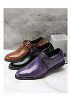 Fashion Purple Dress Shoes Man Party Shoes Casual Business Leather Shoes for Men Comfortable Pointed Toe Men's Formal Shoes 2025