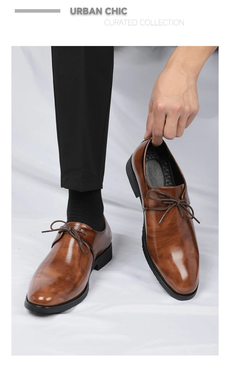 Fashion Purple Dress Shoes Man Party Shoes Casual Business Leather Shoes for Men Comfortable Pointed Toe Men's Formal Shoes 2025