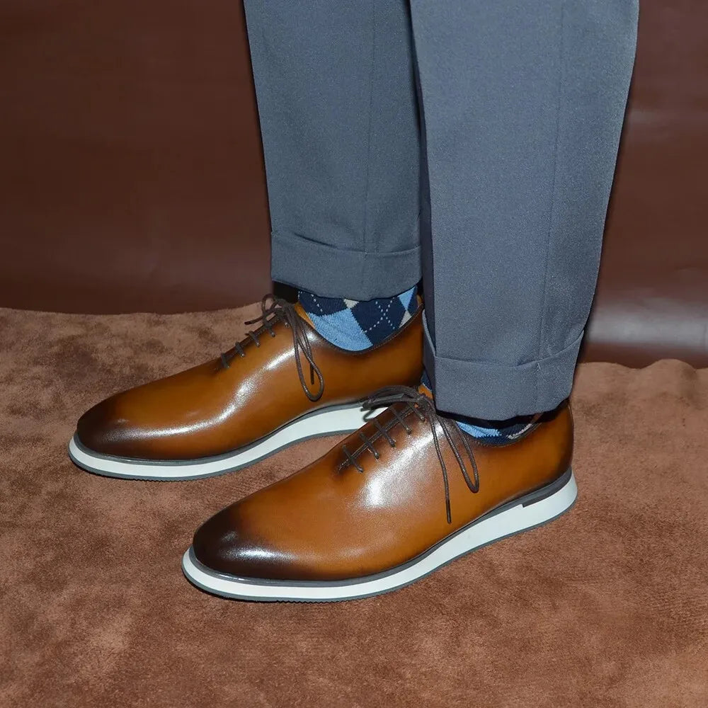 European Luxury Men Sneakers Genuine Cow Leather Monk Strap Basic Double Buckles Wingtip Brogue Casual Office Party Mens Shoes