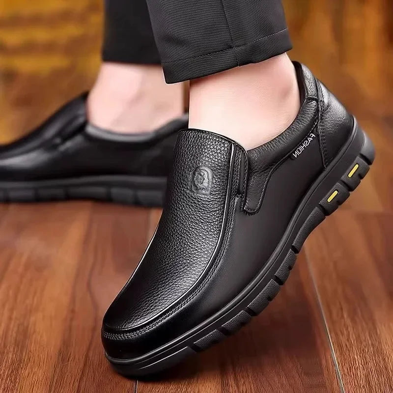 Genuine Leather Men's Shoes Slip-On Driving Shoes Casual Breathable Soft Bottom Anti-Slip Spring Autumn Seasonal Business Formal