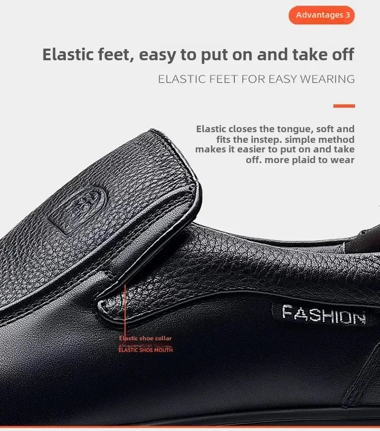 Genuine Leather Men's Shoes Slip-On Driving Shoes Casual Breathable Soft Bottom Anti-Slip Spring Autumn Seasonal Business Formal
