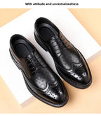 Men's Business Formal Hollow out Brogue Shoes Wedding Casual British Style Leather Shoes Rubber Sole Adult Daily Wear