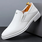 2025 Spring Autumn Men's Dress Shoes Fashion Casual Cow Leather British Pointed Toe Black and White New Designer Shoes Male