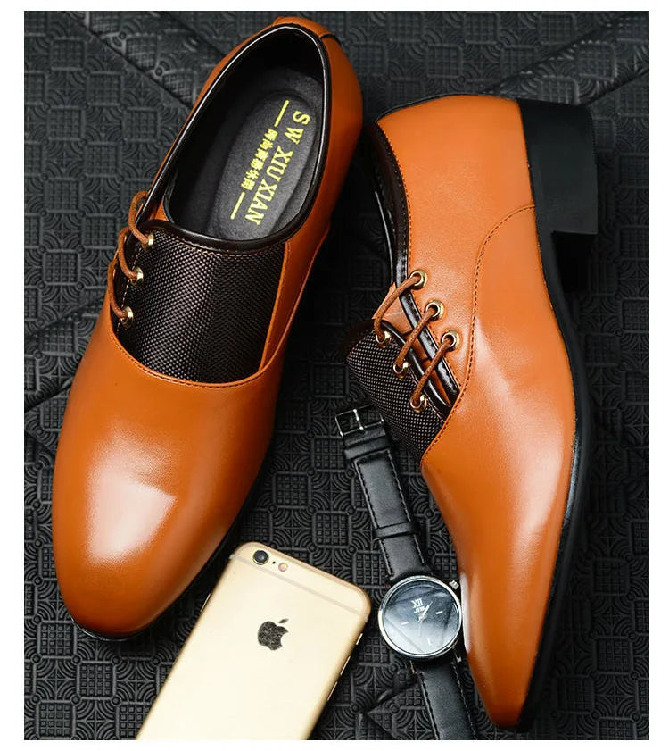 Men Leather Casual Shoes Slip-on Business Dress Shoes All-Match Wedding Shoes Shock-Absorbing Footwear Wear-Resistant Size 38-48
