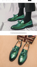 Purple Dress Shoes Man Brogue Shoes Big Size 38-48 Comfortable Slip-On Flat Social Shoe Male Fashion Tassels Mens Leather Shoes