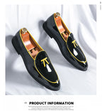 HKDQ Fashion Purple Men's Dress Shoes Trendy Slip-on Social Elegant Evening Shoes Man Lightweight Leather Loafers Shoes For Men