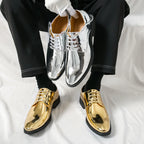 Luxury Silver Man Patent Leather Shoes Large Size 38-50 Party Dress Wedding Shoes Men Pointed toe Leather Shoes Designer Oxford