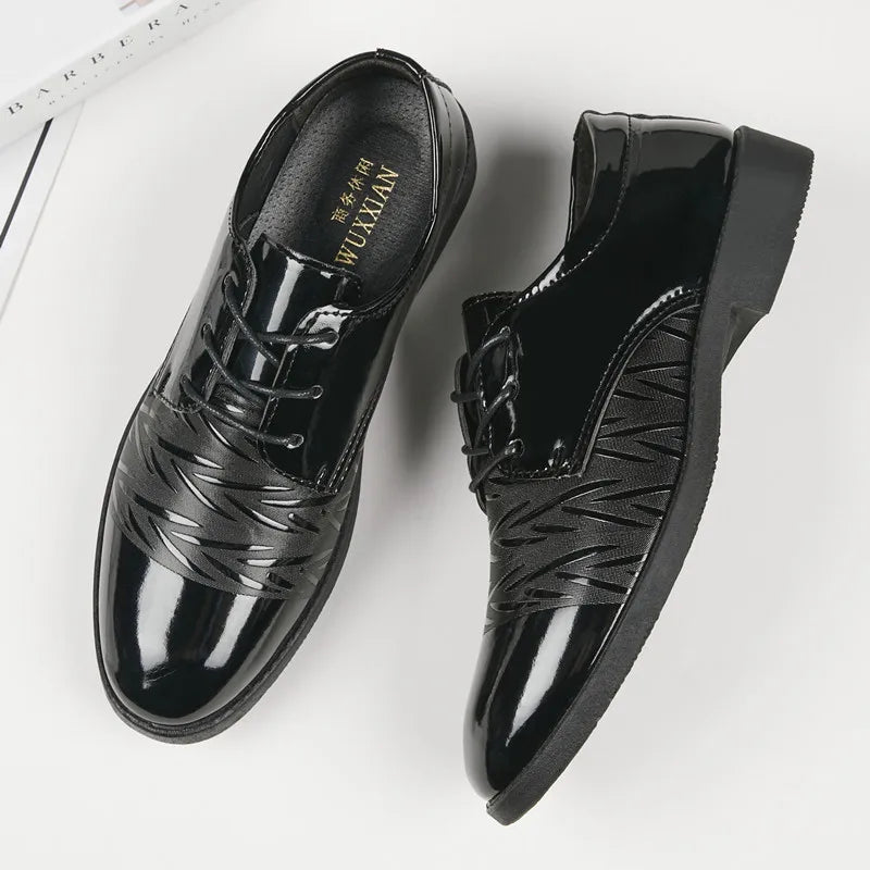 Youth Formal oes Men's Bla Suit oes Soft Bot Busin Interview Casual Wedding oes Leather round Toe Low Heel