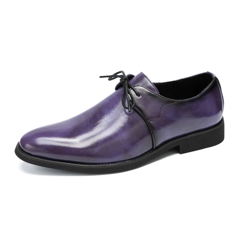Fashion Purple Dress Shoes Man Party Shoes Casual Business Leather Shoes for Men Comfortable Pointed Toe Men's Formal Shoes 2025
