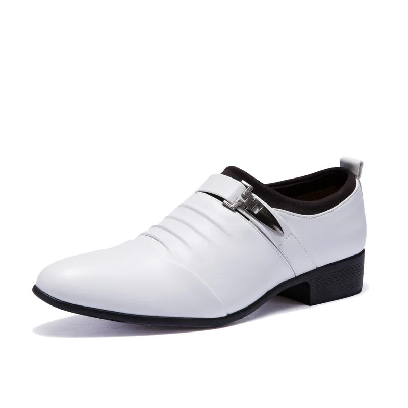 Cheap White Men's Dress Shoes Pointed-Toe Slip-On Leather Shoes Man Big Size 38-48 Casual Business Shoes Men zapatos para hombre