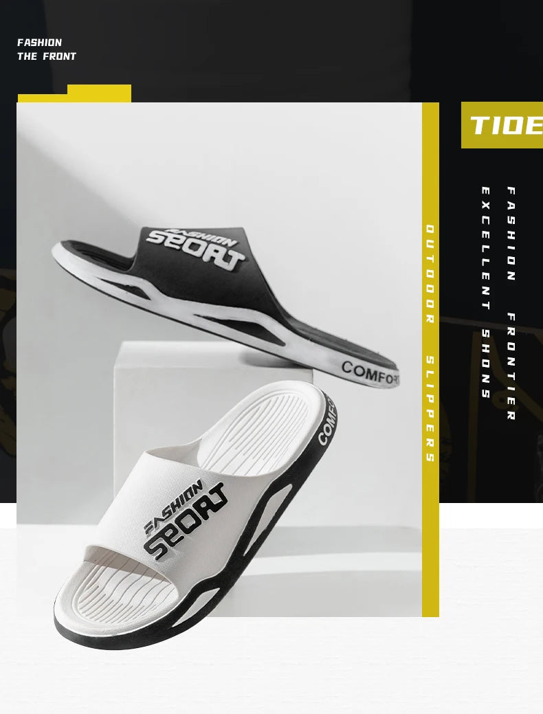 2025 new men's slippers summer PVC men's soft slippers outdoor sports thick anti slip cool slippers beach bathroom home sandals