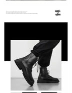 Men's High-quality British Chelsea Luxury Leather Fashion Workwear Motorcycle Trendy Shoes Platform Spring Black Men's Shoes