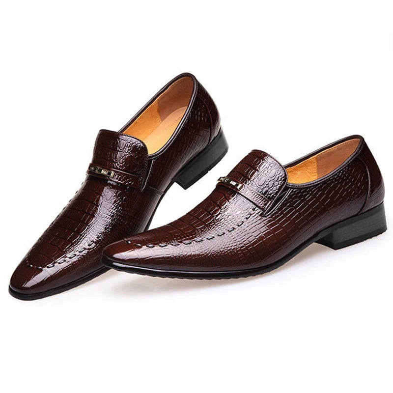 Classic Dress Shoes for Men Leather Shoes PU Crocodile Business Casual Formal Sneakers Plus Size Office Wedding Party Oxfords