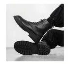 Men's High-quality British Chelsea Luxury Leather Fashion Workwear Motorcycle Trendy Shoes Platform Spring Black Men's Shoes