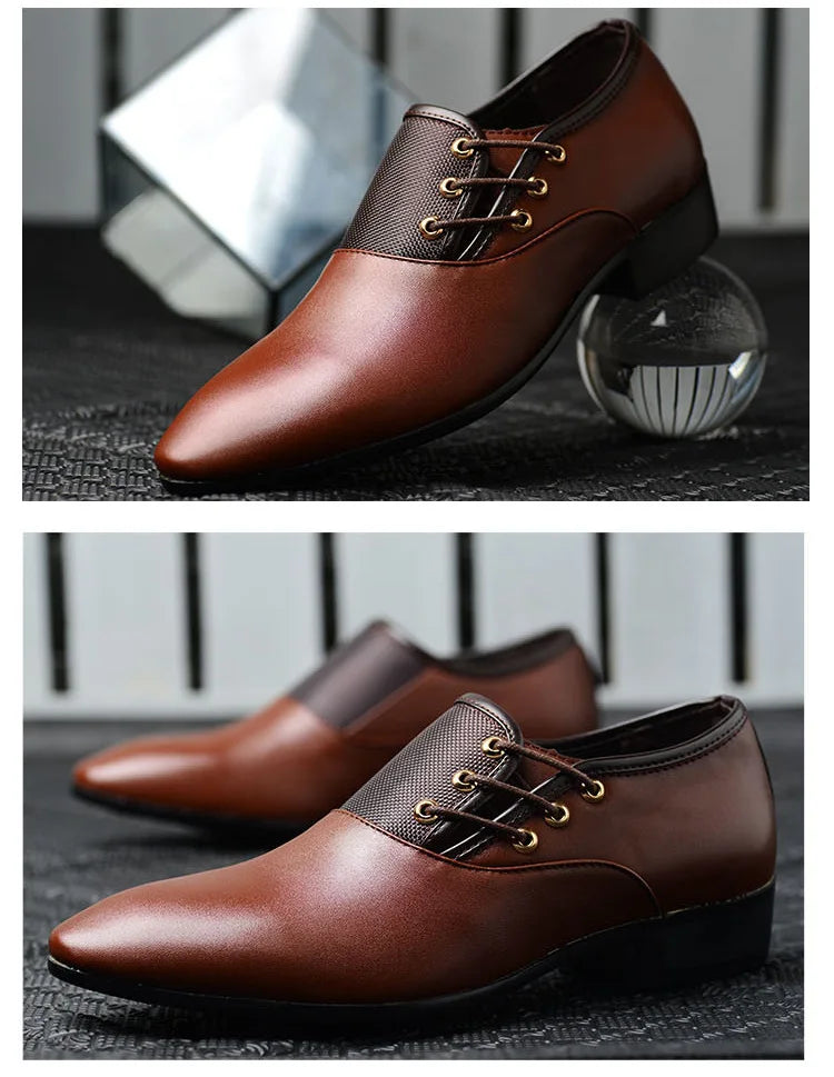 Men Leather Casual Shoes Slip-on Business Dress Shoes All-Match Wedding Shoes Shock-Absorbing Footwear Wear-Resistant Size 38-48