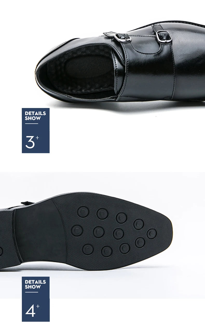Fashion Designer Formal Slip On Men Dress Shoes New Classic Leather Oxfords For Wedding Party Business Flat Shoes Men's Loafers