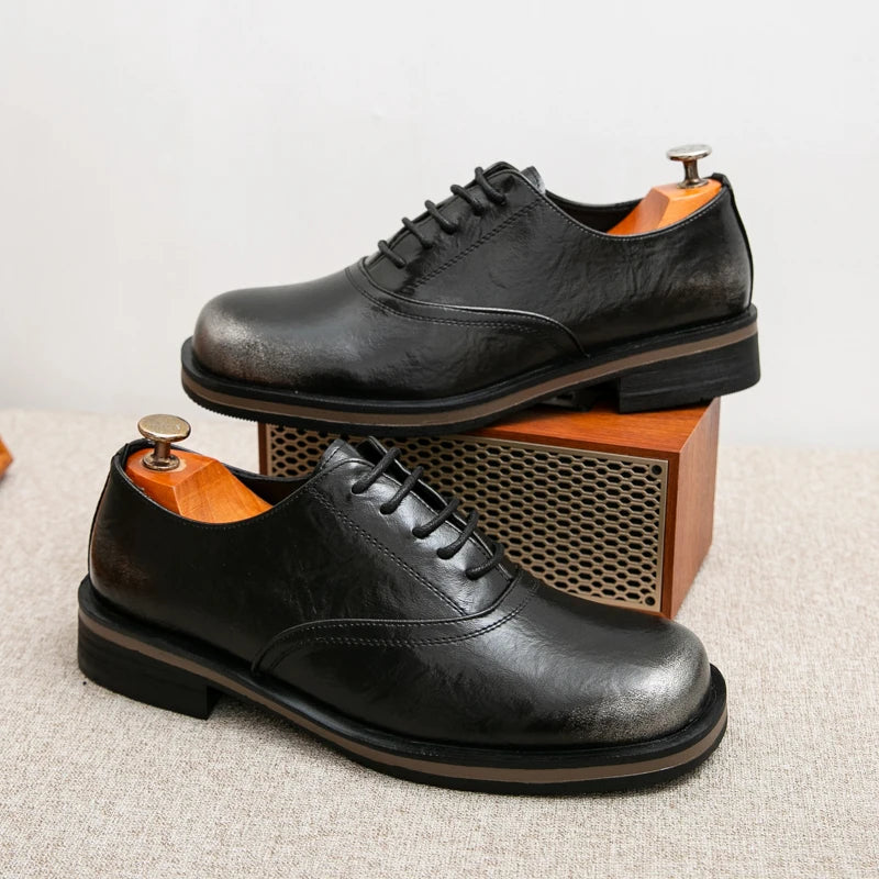New Spring Autumn Fashion Men Shoes Men Leather Oxfords Shoes Casual Lace-up Formal Business Wedding Dress Shoes Big Size 38-46