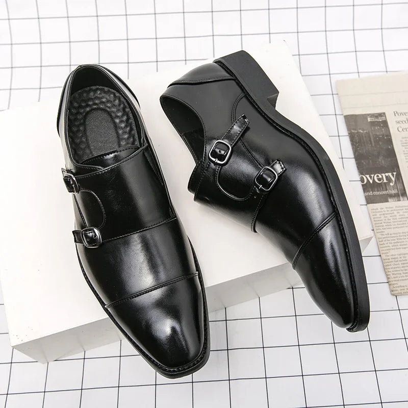 Fashion Designer Formal Slip On Men Dress Shoes New Classic Leather Oxfords For Wedding Party Business Flat Shoes Men's Loafers