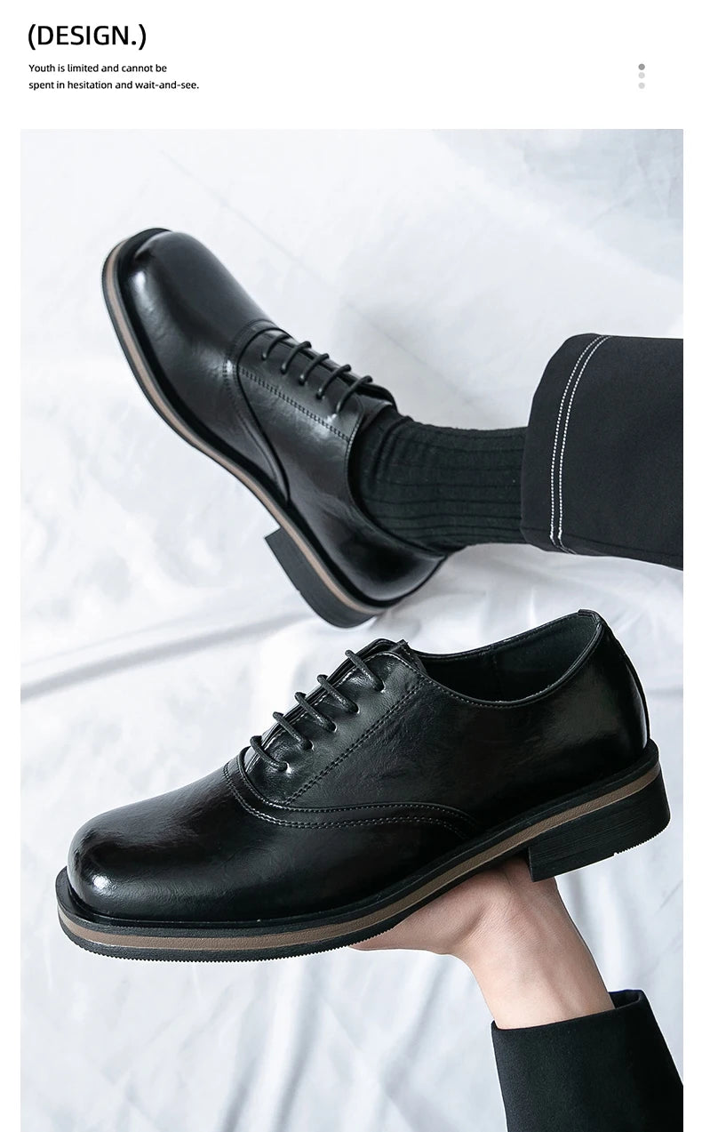 New Spring Autumn Fashion Men Shoes Men Leather Oxfords Shoes Casual Lace-up Formal Business Wedding Dress Shoes Big Size 38-46