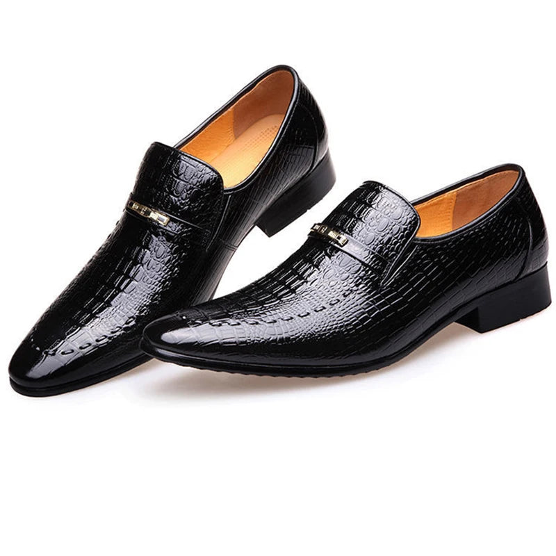 Classic Dress Shoes for Men Leather Shoes PU Crocodile Business Casual Formal Sneakers Plus Size Office Wedding Party Oxfords