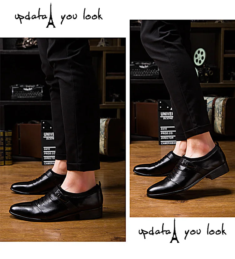Cheap White Men's Dress Shoes Pointed-Toe Slip-On Leather Shoes Man Big Size 38-48 Casual Business Shoes Men zapatos para hombre