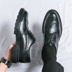 Oxford Shoes Genuine Calfskin Leather Brogue Dress Shoes Classic Business Formal Shoes Man Handcrafted Mens