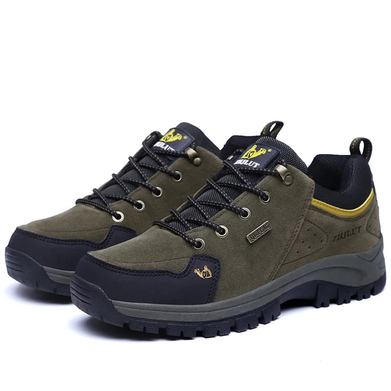 2025 Unisex Leather Hiking Shoes Men Winter Warm Fur Non Slip Sneakers Women Suede Outdoor Footwear Boy Spring Summer Waterproof