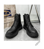 Men's High-quality British Chelsea Luxury Leather Fashion Workwear Motorcycle Trendy Shoes Platform Spring Black Men's Shoes