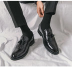 Purple Dress Shoes Man Brogue Shoes Big Size 38-48 Comfortable Slip-On Flat Social Shoe Male Fashion Tassels Mens Leather Shoes