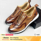 Luxury Business Casual Genuine Natural Cowhide Leather Men's Oxford Sneakers Spring Autumn Crocodile Pattern Anti-slip Footwear