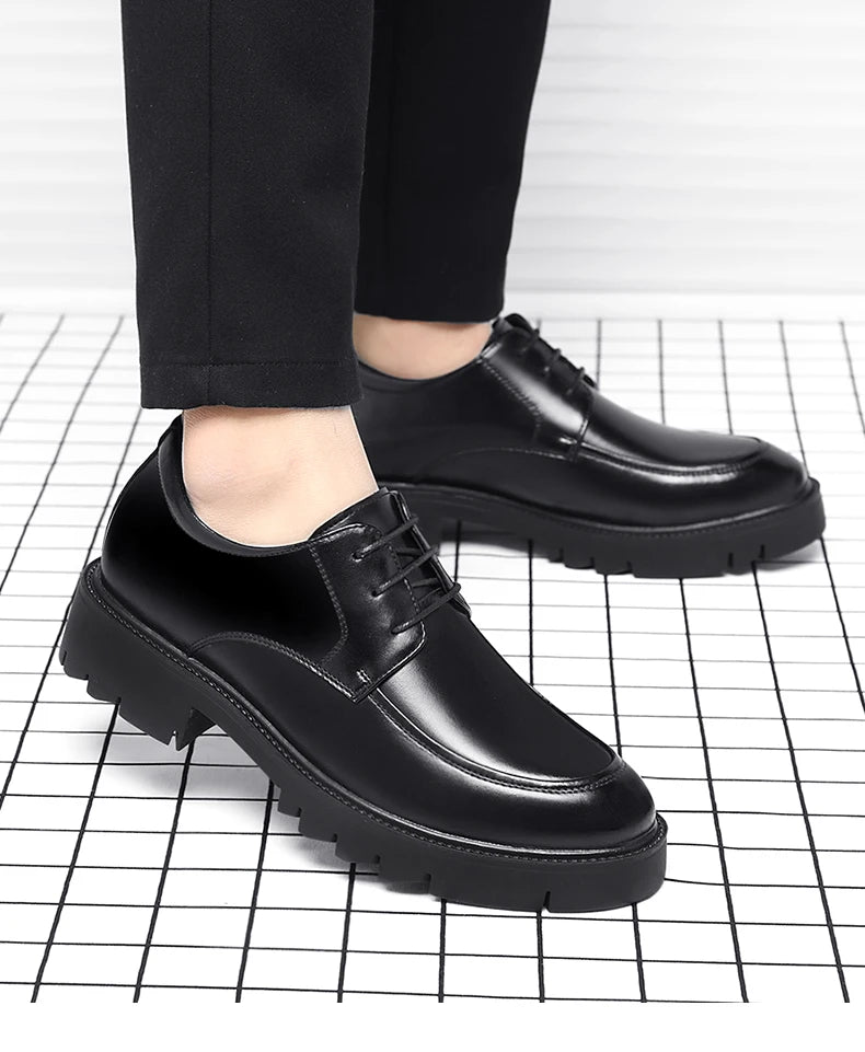 8-10cm Height Increasing Shoes for Men Summer Autumn Inside High Shoes Men's Hollow Business Dress Men's Elevator Leather Shoes