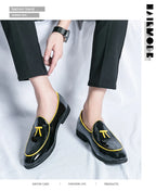 HKDQ Fashion Purple Men's Dress Shoes Trendy Slip-on Social Elegant Evening Shoes Man Lightweight Leather Loafers Shoes For Men