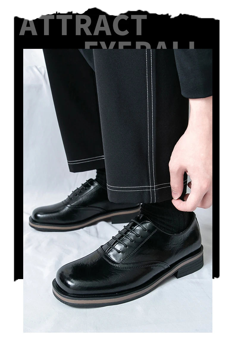 New Spring Autumn Fashion Men Shoes Men Leather Oxfords Shoes Casual Lace-up Formal Business Wedding Dress Shoes Big Size 38-46