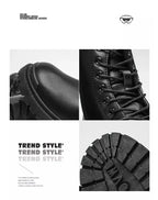 Men's High-quality British Chelsea Luxury Leather Fashion Workwear Motorcycle Trendy Shoes Platform Spring Black Men's Shoes