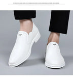 2025 Spring Autumn Men's Dress Shoes Fashion Casual Cow Leather British Pointed Toe Black and White New Designer Shoes Male